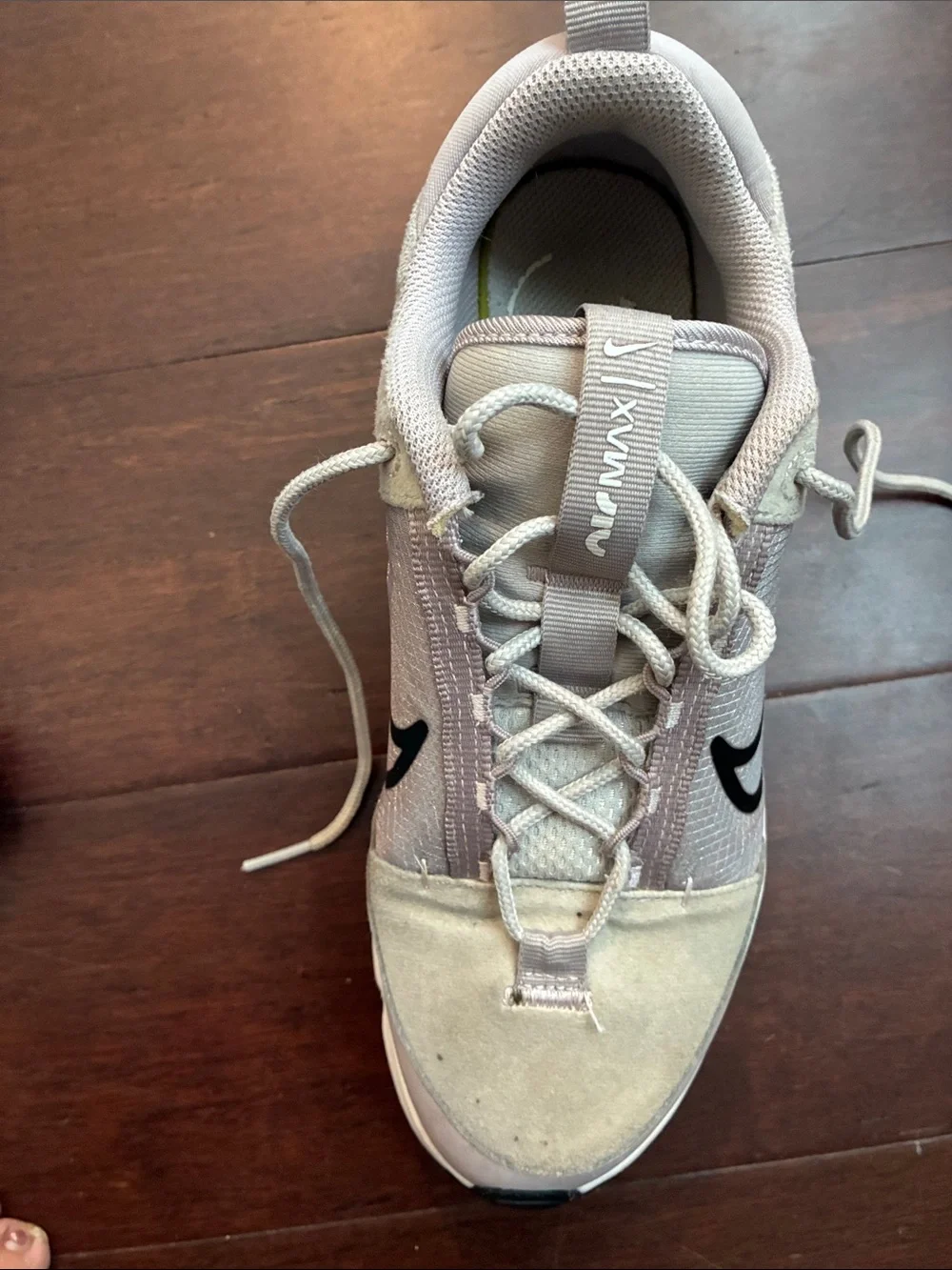 Nike Women’s Air Max Sneakers in Light Beige with Black Swoosh